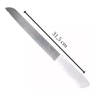 Faca de Pão Bolo Torta Lâmina Aço Inox 8 Polgadas 32,5cm Cabo Plástico Branco Cozinha Serra Serrilha em Oferta na Shopee