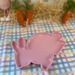 Bandeja Decorativa de Páscoa - Coelho Rosa bebê - 24cm - 1 unidade - Só Boleiras - Rizzo