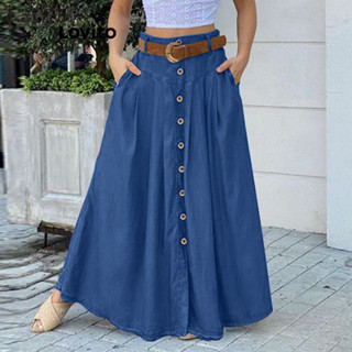 (Trendy) Lovito Saia Plus Size Curva Casual Com Botões Lisos Para Mulheres LNL83250 em Oferta na Shopee