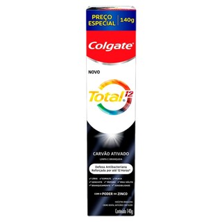 Creme Dental Colgate Total 12 Carvão Ativado 140g em Oferta na Shopee