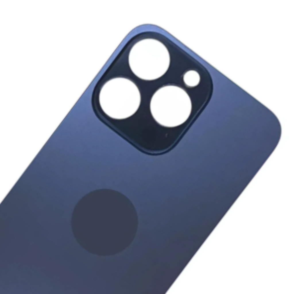 Tampa Traseira De Vidro Para iPhone 15 Pro Max Azul + Cola 3ml + Lente