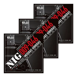 Kit 3 Encordoamentos Guitarra Nig .09/046 NH-66 Hibrida
