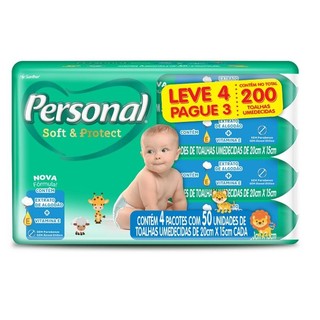 Kit Toalha Umedecida Personal Soft e Protect Leve 4 Pague 3 - 200 Toalhas em Oferta na Shopee