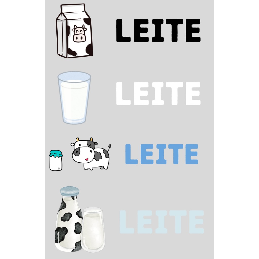 Stickers Adesivos Utilidades Domésticas - Leite - Alto relevo - "APLIQUE VC MESMO".