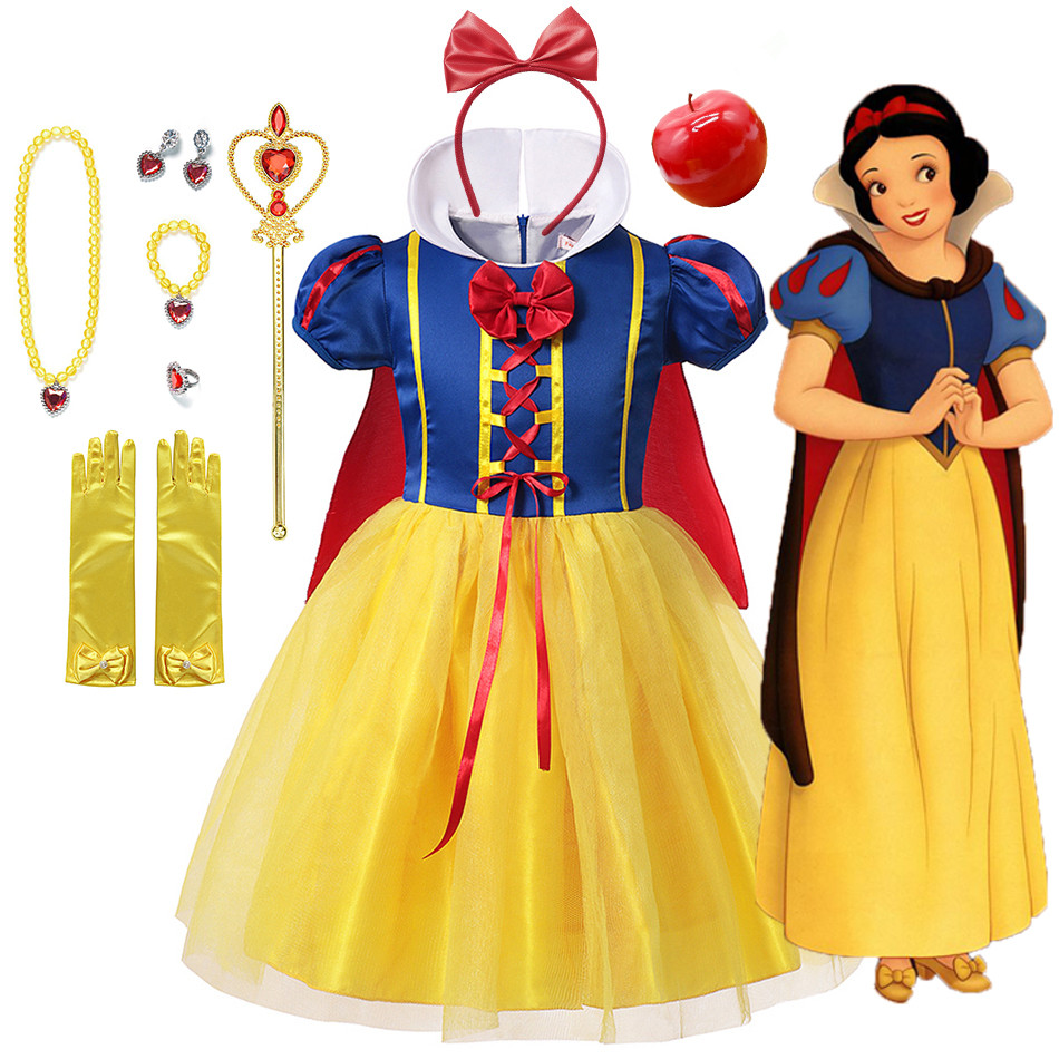 10 Pçs Meninas Branca De Neve Vestido De Princesa Festa Cosplay Vestir-Se Traje Para Crianças em Oferta na Shopee