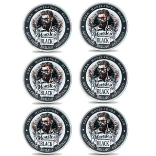 6 cera Modeladora Preta Pigmentada Fixação 120g monster barber escurecedora de barba bigode e cabelo ! em Oferta na Shopee