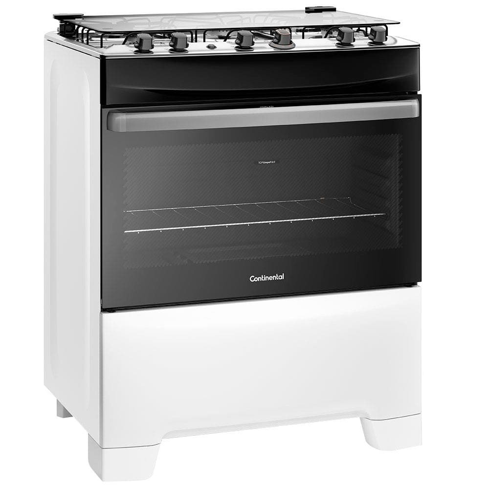 Fogão Continental 5 Bocas FC5IB com Mesa de Inox – Branco Bivolt - Home Appliances