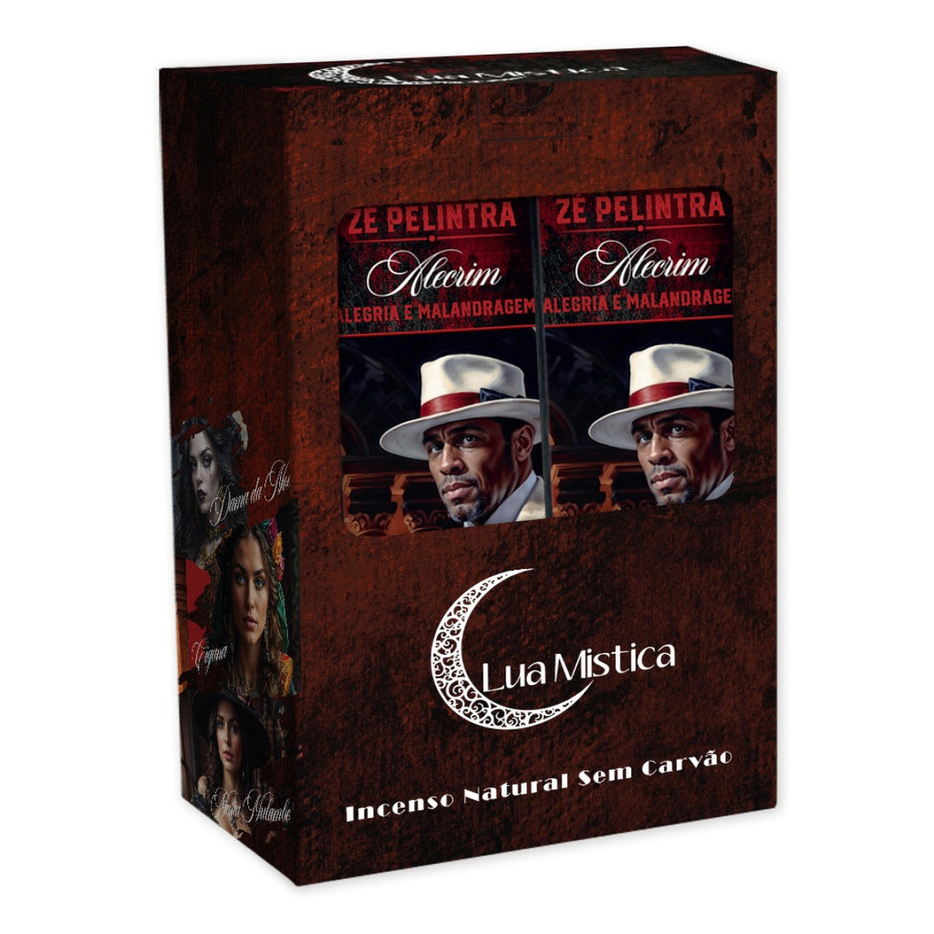 Incenso Natural Zé Pelintra Alecrim 0% Carvão Box 12 Caixas 10 Varetas