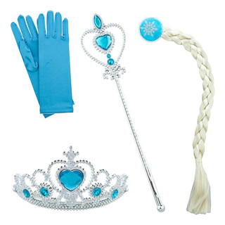 Kit Tipo Frozen Acessórios Elsa Frozen - Coroa + Varinha + Trança - Festa Fantasia em Oferta na Shopee