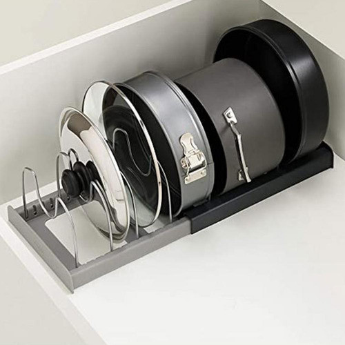 Organizador De Tampa Panela Suporte Gaveta Cozinha Preto - Home & Living
