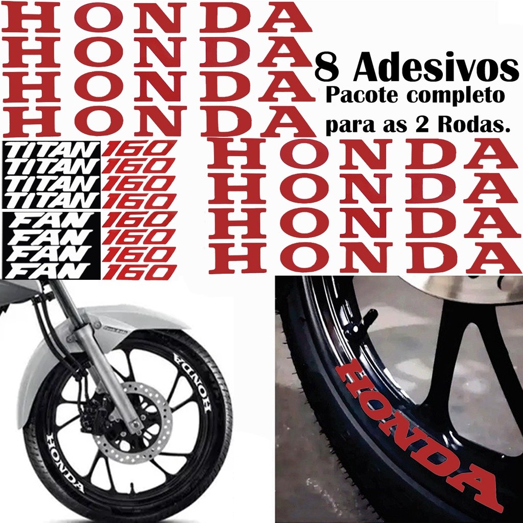 8 Adesivos Roda Moto Honda Titan 160 150 125 Fan 160 150 125 Start 160
