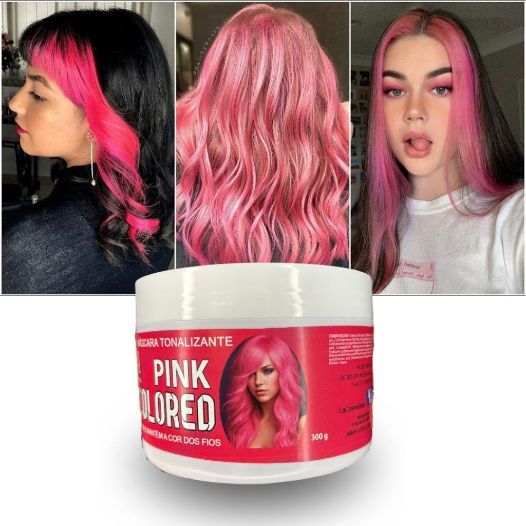 Tonalizante Rosa Pink Mechas Rosas cabelo colorido p/ Crianças - S/ Amônia - 100% Natural..