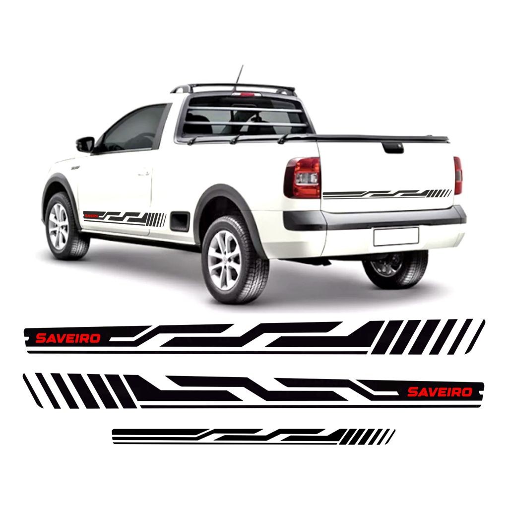 3 Faixas Saveiro Robust Trooper G5 G6 2014/ Adesivos Lateral E Traseiro Tuning Sport Acessórios Personalizado
