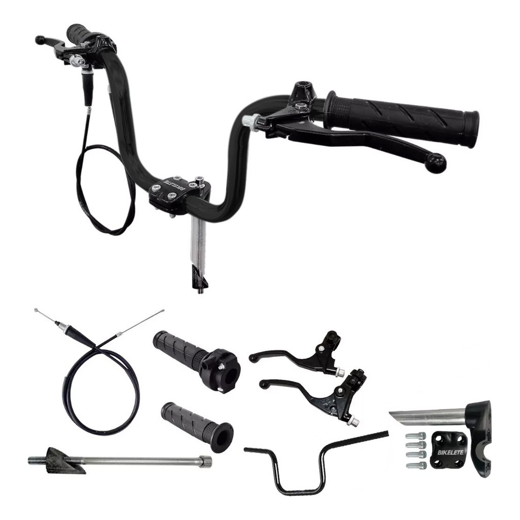 Kit Guidão Manopla Acelerador Mesa Manete Mobilete Bikelete