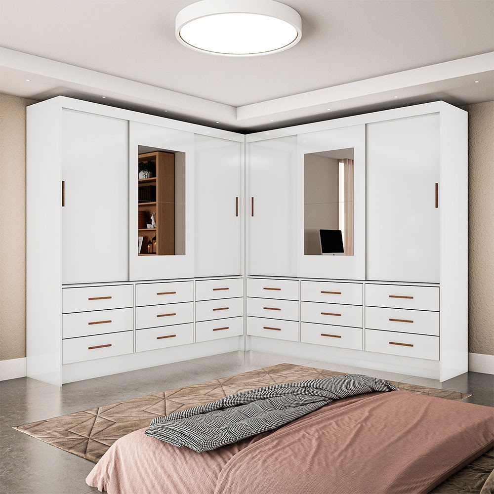 Closet Sevilha 6 Portas Casal Duplo com Espelho 18 Gavetas Carioca Moveis em Oferta na Shopee