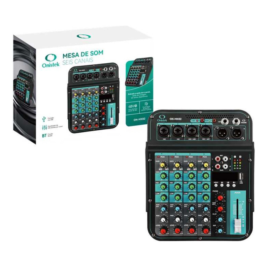 Mesa De Som 6 Canais Usb 48v Bluetooth Onistek Bivolt em Oferta na Shopee