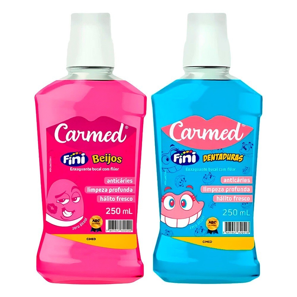 Kit 2 Unidades Enxaguante Bucal Carmed Fini Beijos e Fini Dentaduras 250ml - Cimed