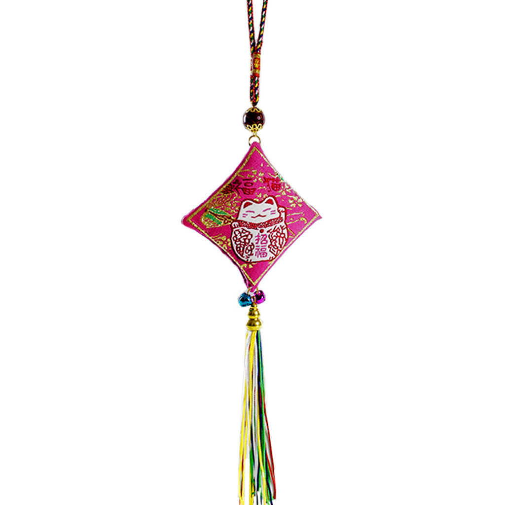 Pêndulo Chaveiro Omamori Amuleto Oriental Gato da Sorte - Rosa