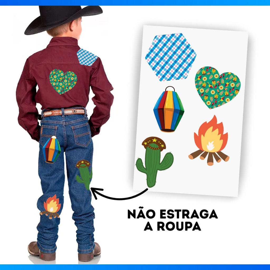 Adesivo Para Roupa Festa Junina Retalho Remendo 15 Adesivos · foto 2