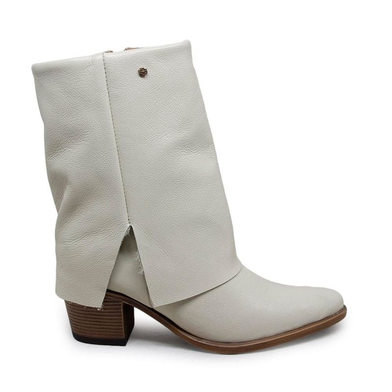 Bota Perlatto Feminina Couro Confort Cristal Off White
