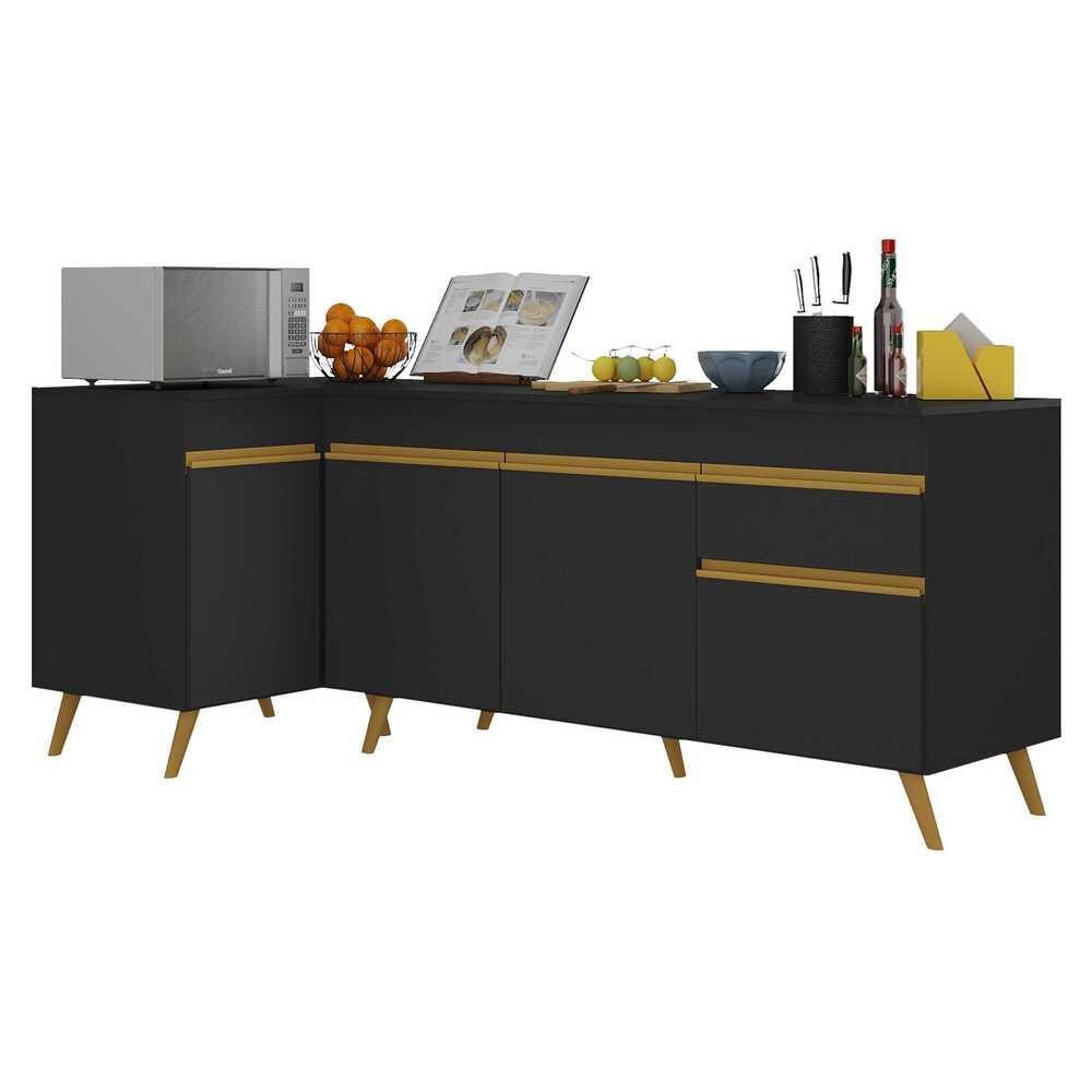 Kit Armário de Cozinha Balcão Canto 90cm e Gabinete Pia 150cm Veneza Multimóveis MP2158 - Home & Living
