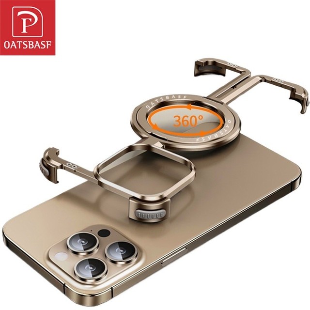 OATSBASF Metal Elegante Sem Moldura À Prova De Choque Capa De Telefone Com Suporte Embutido Para iphone 16 Pro Max