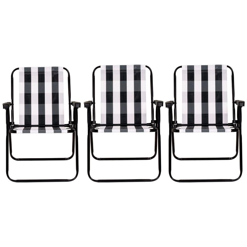 Conjunto Com 3 Cadeiras De Praia Alta De Aço Mor Retrô Preto em Oferta na Shopee