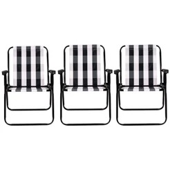 Conjunto Com 3 Cadeiras De Praia Alta De Aço Mor Retrô Preto