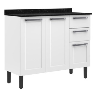 Balcão de Cozinha Itatiaia Aço 3 Portas 2 Gavetas Com Tampo Florença Branco Neve em Oferta na Shopee