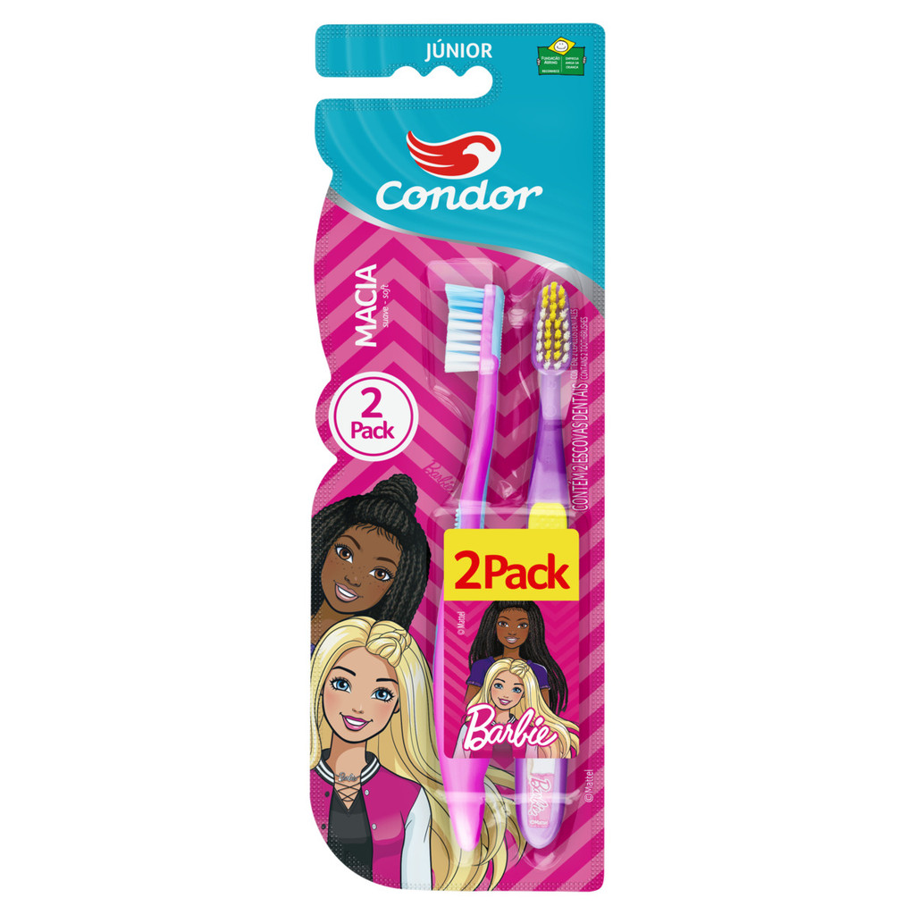 Escova Dental Macia com Limpador de Língua Barbie 2 Unidades - Health