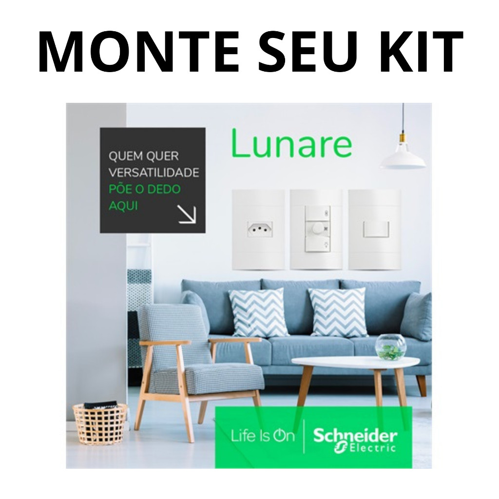 Conjunto 4x2 Linha Completa Schneider Lunare Tomada Interruptor Suporte Placa Conjunto 4x2 4x4 todos os modelos