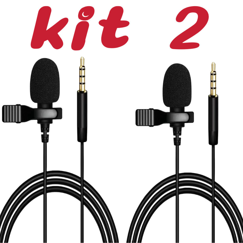 Kit 2 Mini Microfone De Lapela Profissional Plug P2