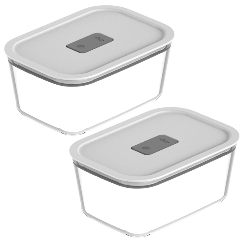 Jogo Potes Herméticos 725ml C/ Tampa Empilhável Vidro Transparente Multiuso Geladeira Marmita Micro-ondas Organizador