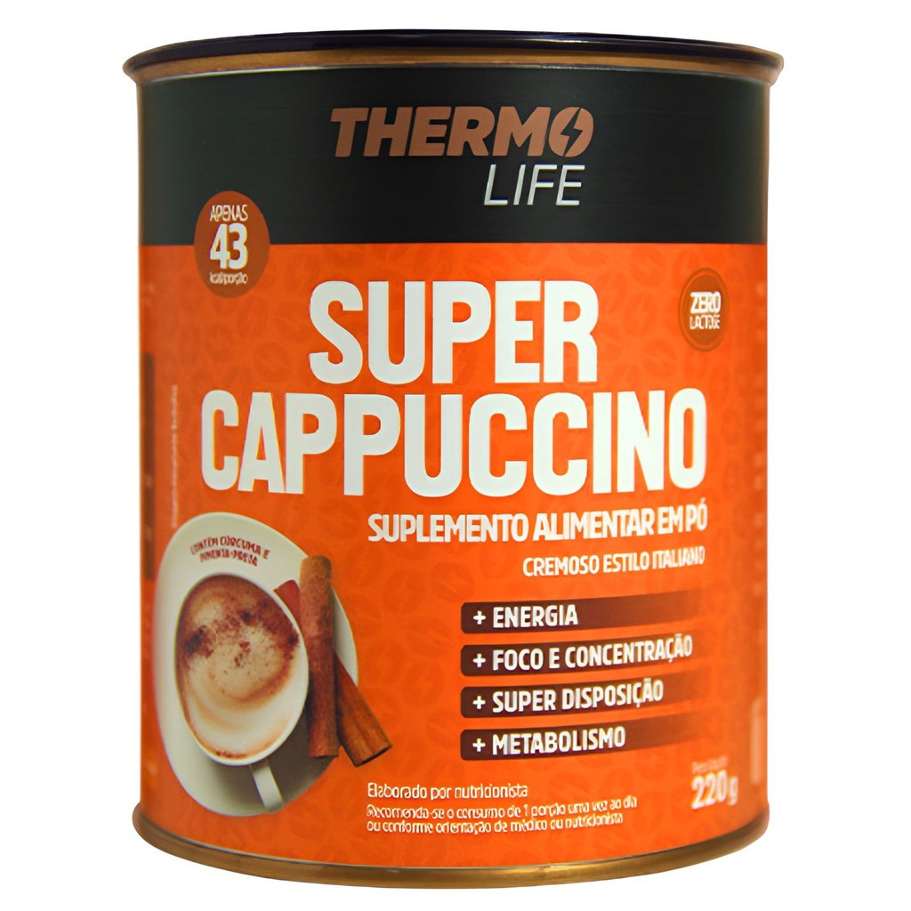 Super Cappuccino Thermo Life 220g | Energia, Foco e Sabor Inteligente em Oferta na Shopee