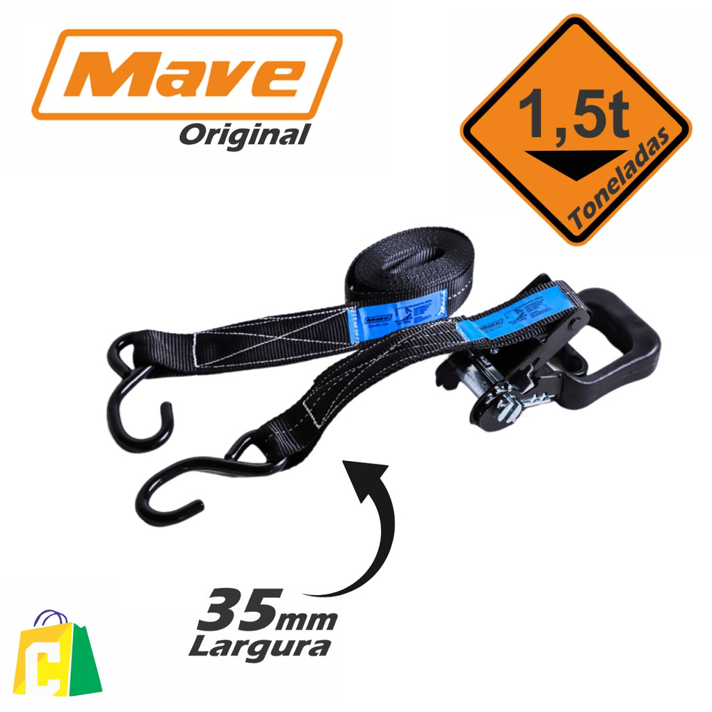 Conjunto Cinta e Catraca Para Carga 1500kg 35MM 3M Gancho S em Oferta na Shopee