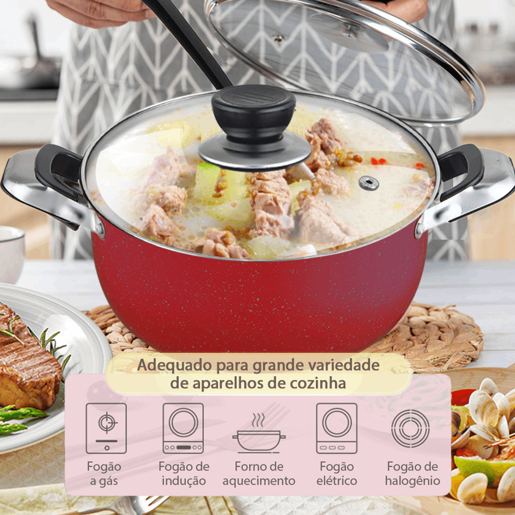 Matougui Jogo De Panelas Antiaderente 10 Pçs Kit Conjunto Teflon Tampa de Vidro Várias Cores Durável Moderna · foto 2