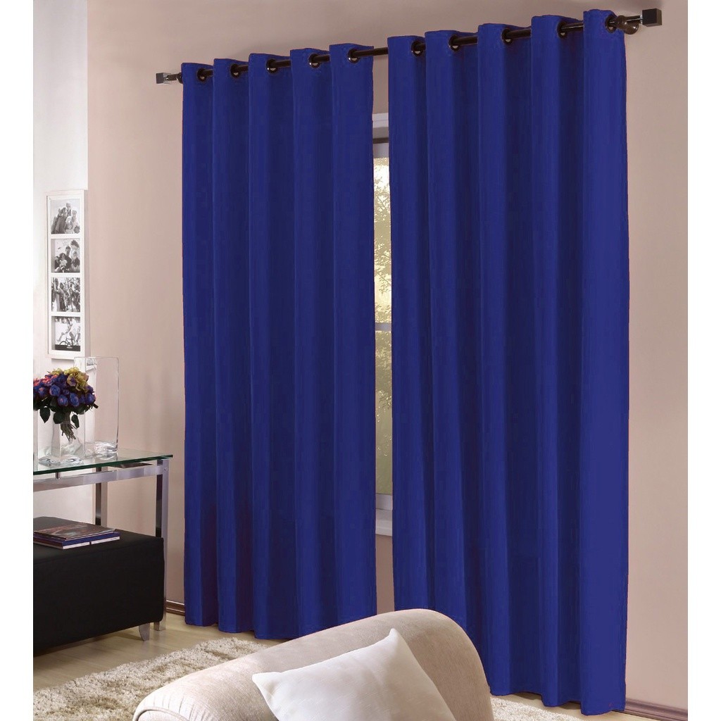 Cortina Roma  2,00 x 1,70 Para Quarto Ou Sala Corta Luz Azul