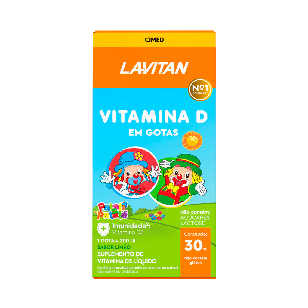 Vitamina D3 Infantil Lavitan Patati Patata Gotas 30ml Sabor Limao Imunidade