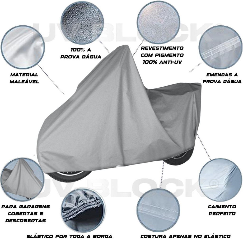 Capa Pra Moto 100% Impermeável  Motocicleta Protege Sol Chuva Poeira 140 X 240 CM