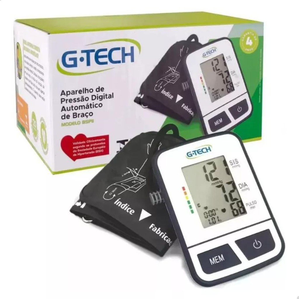 Medidor de pressão arterial digital braço aparelho de pressão arterial profissional esfigmomanômetro manômetro portátil em Oferta na Shopee