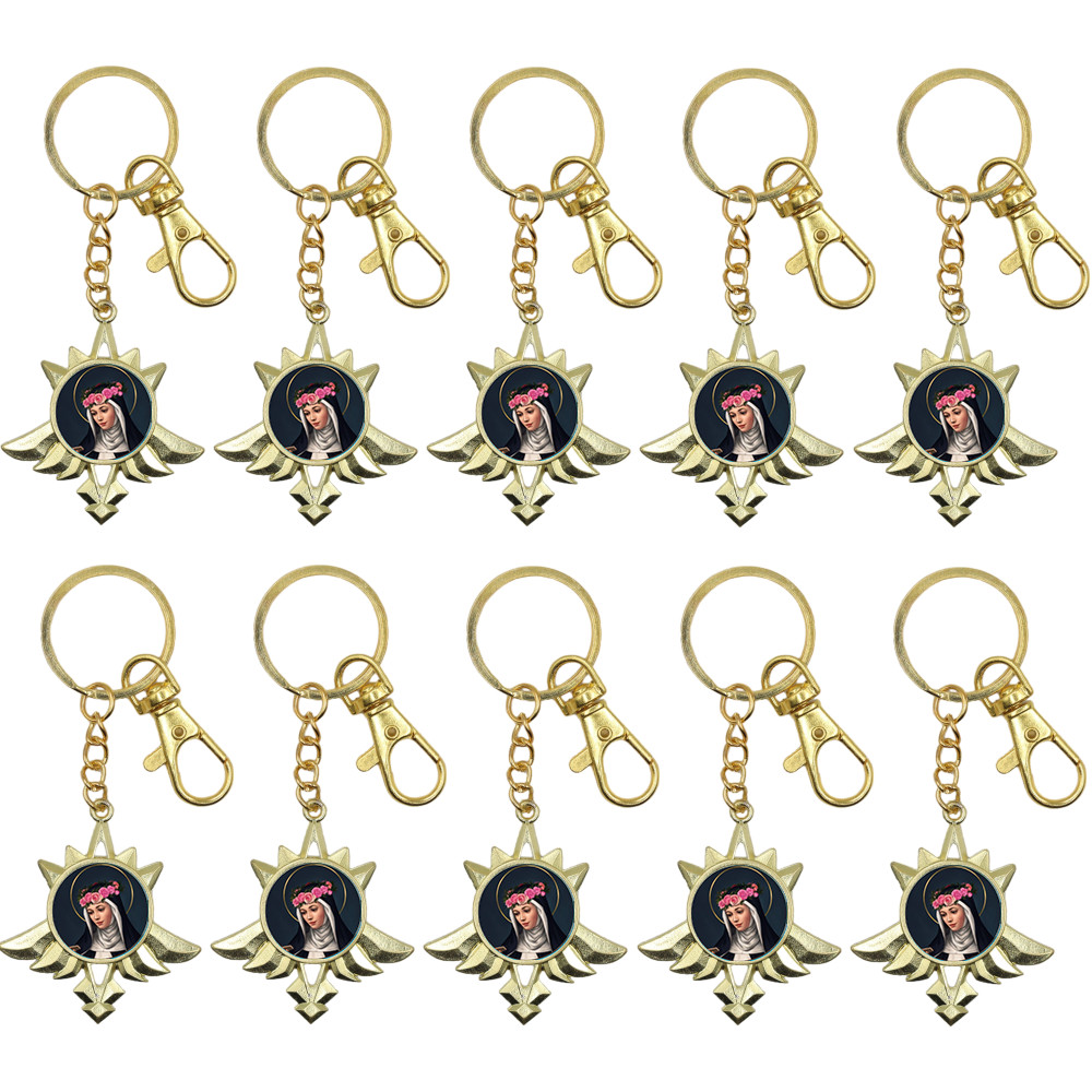 10 Chaveiros Dourado Medalha Santa Rita de Cássia Luxo Catolico Devoção Presente Especial