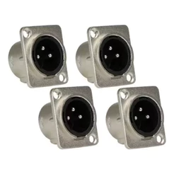 Kit 4 Conectores Xlr Sa2x Macho 3 Polos Santo Angelo