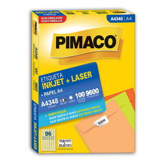 Etiqueta inkjet/laser A4348 com 100 folhas Pimaco em Oferta na Shopee
