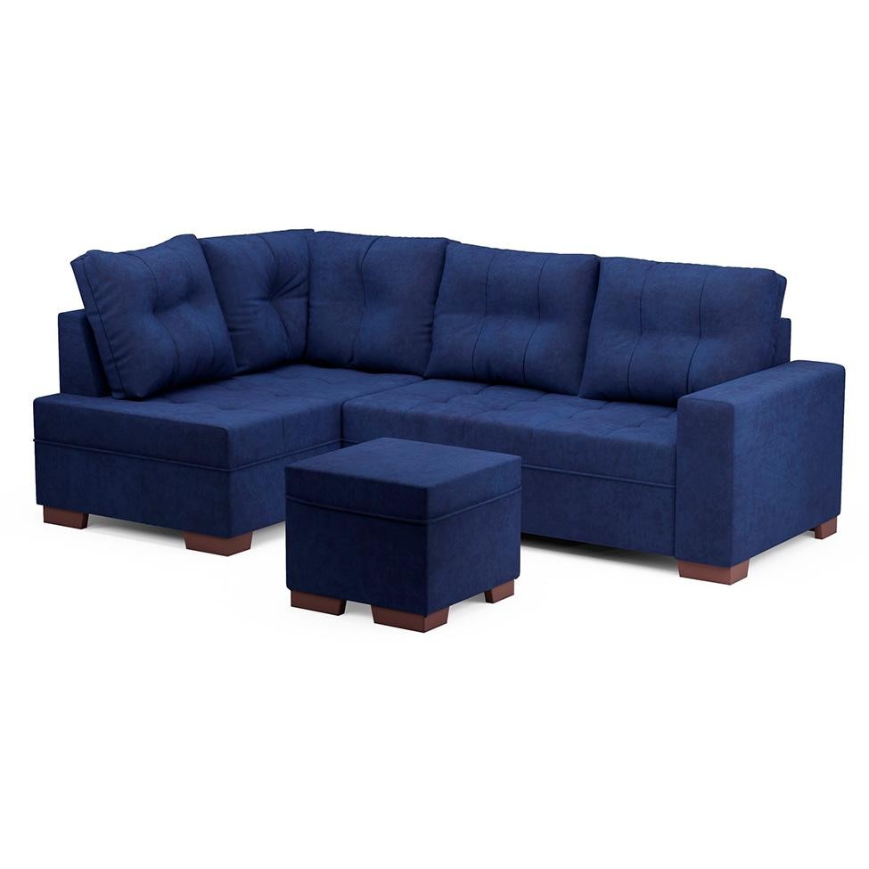 Sofá de Canto 6 Lugares Gávea Suede Azul em Oferta na Shopee
