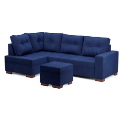 Sofá de Canto 6 Lugares Gávea Suede Azul