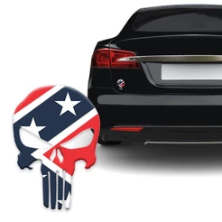 Adesivo Caveira O Justiceiro Bandeira Confederados Carro Moto