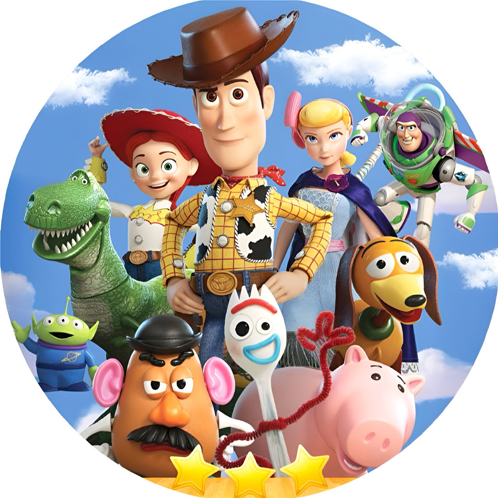 Painel Toy Story Redondo 50x50 Woody Jessie Buzz C/ Elástico