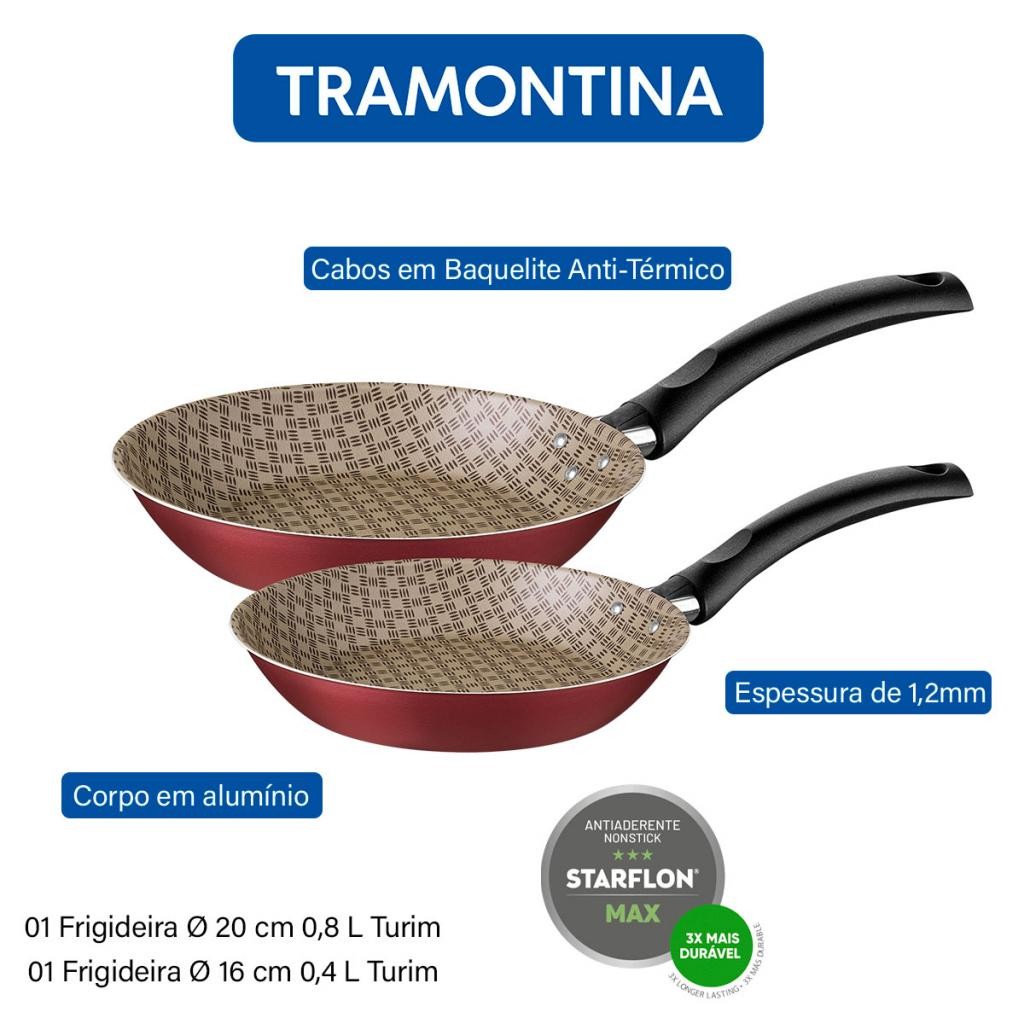 Jogo de Frigideiras Tramontina Turim em Alumínio Antiaderente Vermelho 2 Peças