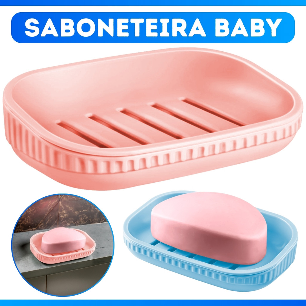 Saboneteira Baby De Pia Caixa De Sabão Para Banheiro Bebê Com Escorredor - PROMOÇÃO