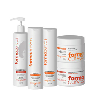 Kit Acquaflora Forma Curvas Shampoo Condicionador Tratamento Condicionante Creme de Pentear Crespos e Gelatina Intensa ( em Oferta na Shopee